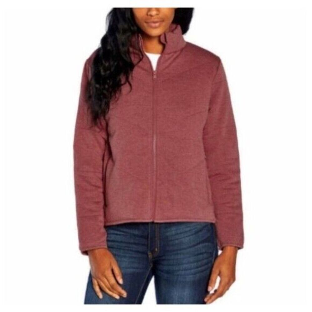 Three Dots Quilted Puffer Jacket Medium Casual Knit Full Zip Minimalist Classic